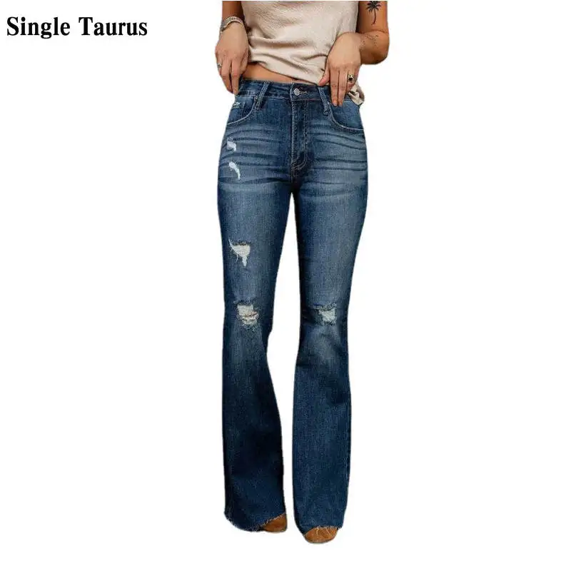 Jean évasé Taille Moyenne Pour Femme, Pantalon En Denim, Vintage