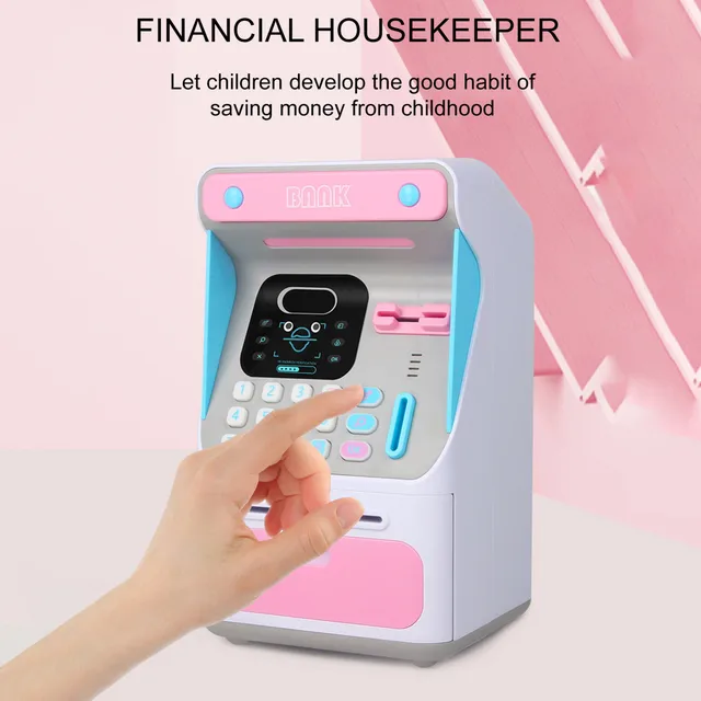 Z20 Atm Personal Cash Coin Money Savings Kids Atm Savings Banking Toys Bank Pink Blue Machine Kids Educational Toys For Children 2