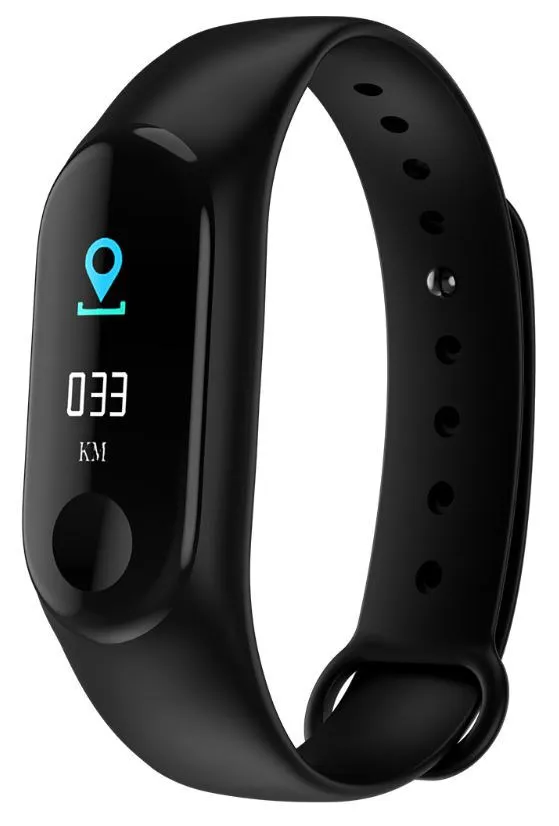 Фитнес-браслет CARCAM SMART BAND M3 шагомер, пульсометр, IP67, артериальное давление - Цвет: Черный