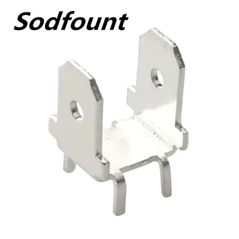 

100pcs 6.3 Double-headed board inserts Soldering terminals PCB soldering inserts Board inserts Terminal block connector