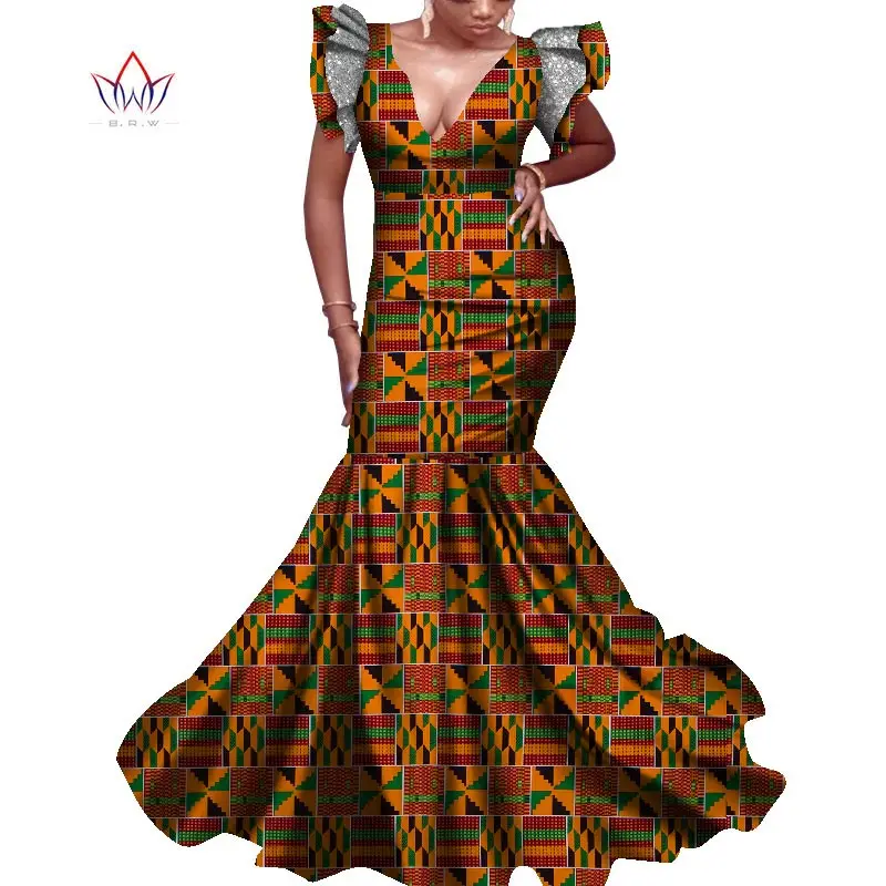 2021 africano maxi vestido feminino bintarealwax manga