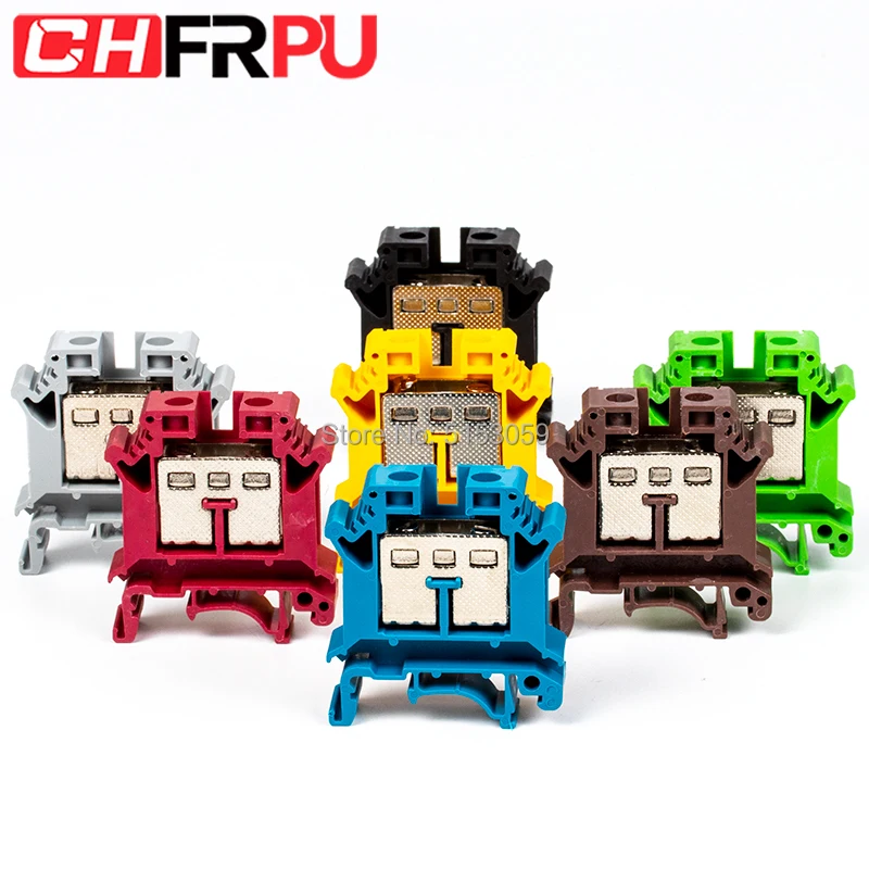 10PCS UK-16N Universal DIN Rail Mounted Terminal Blocks Screw Type Connector Electrical Crimp Terminator UK16N