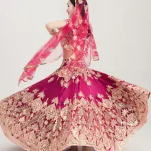 Индийский сари женщина девушка красивая вышивка танцевальный костюм для съемок Индийский стиль Великолепная Анна наборы топ+ юбка+ шарф