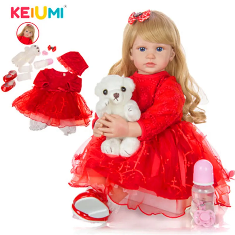 Рождественские игрушки, KEIUMI, 24 дюйма, элегантная кукла для новорожденной девочки, 60 см, мягкая виниловая ткань, тело, кукла принцессы, Реалистичная, Boneca, кукла для новорожденного ребенка