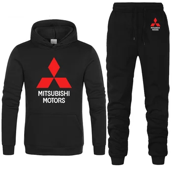 

Hoodies Men Mitsubishi Car Logo Printed unisex Sweatshirt Fashion Men Hoodie hip hop harajuku Casual Fleece Hoodies Pants Suit