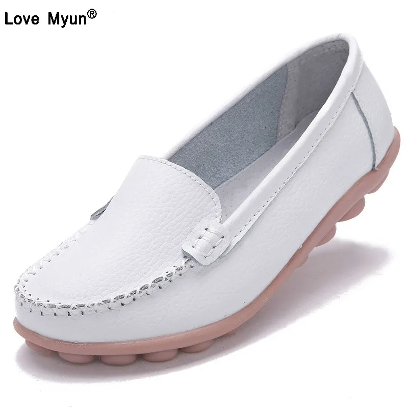 

2019 Shoes Woman Leather Women Shoes Flats Colors footwear Loafers Slip On Women's Flat Shoes Moccasins Plus Size ghj12