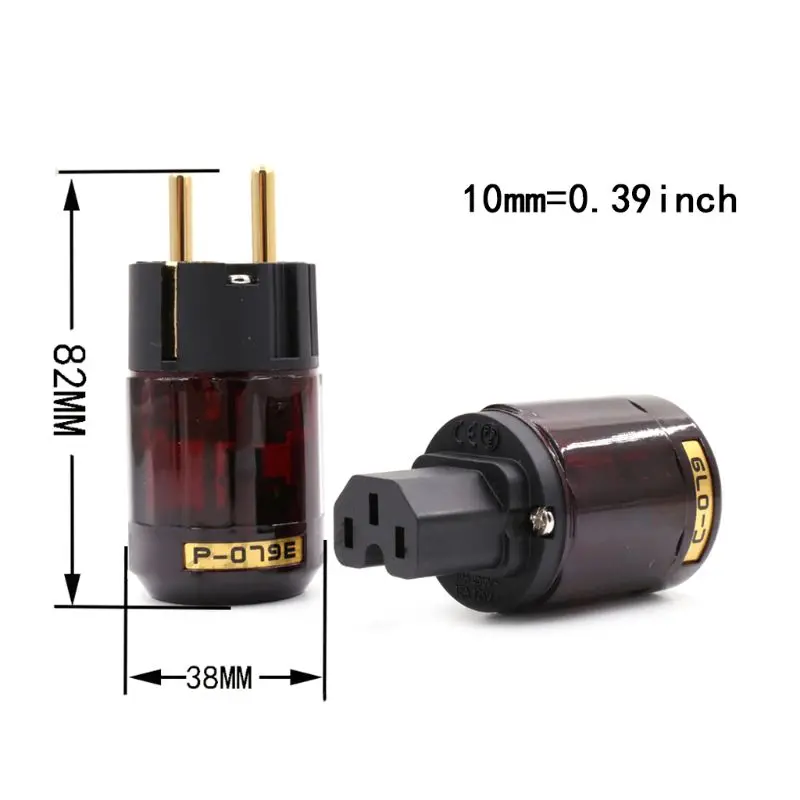 1 комплект P-079 и C-079 позолоченный ЕС разъем питания аудио разъем HiFi латунь Ac шнур питания Вилки для динамика