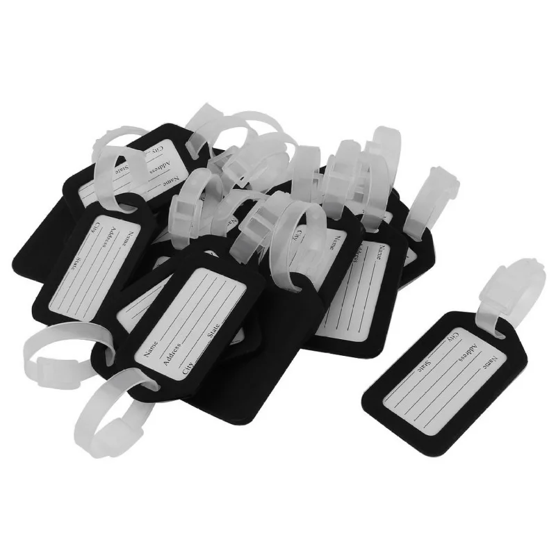 Plastic travel suitcase label Lot 20 black label for luggage
