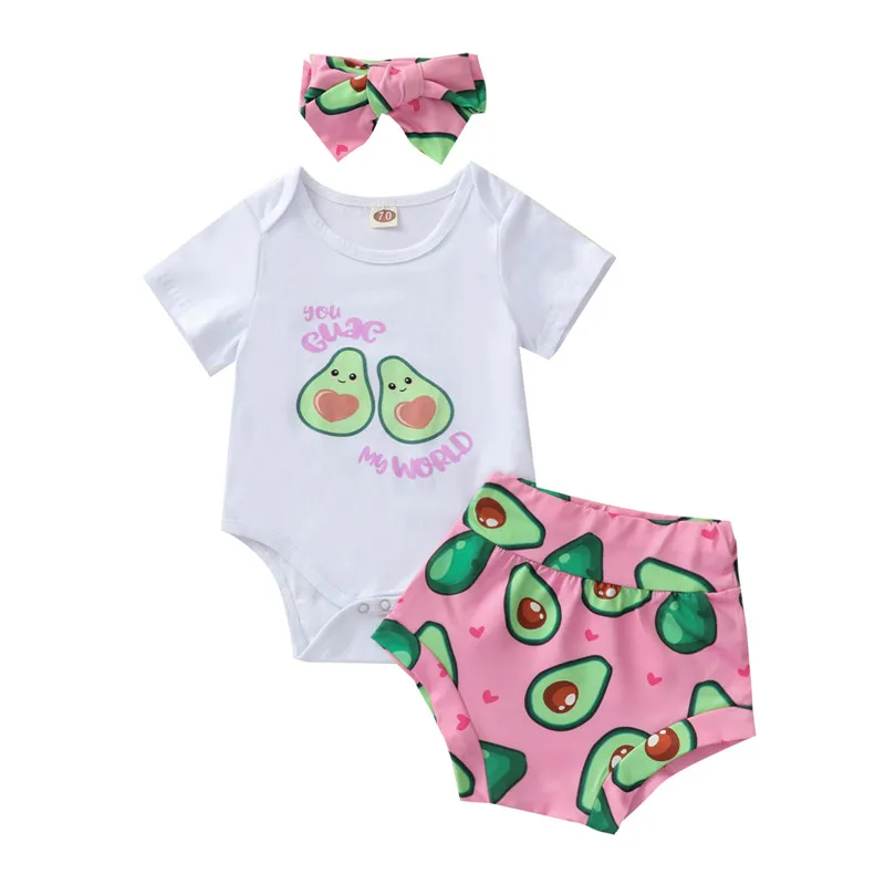 Baby Summer Clothing Sets Toddler Newborn Baby Girls Letter Bodysuits+Floral/Leopard Print High Waist Shorts+Headband Outfits Baby Clothing Set discount Baby Clothing Set