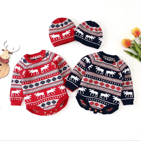 Brand New Baby Rompers Xmas Newborn Kid Boy Girl Christmas Deer Playsuit 0-18M Pure Cotton Print Autumn Fashion Hot 2019 | Комбинезоны
