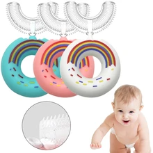 Brosse à dents en Silicone pour bébé, 360 degrés, en forme de U, soins buccaux, pour enfants de 2 à 12 ans 