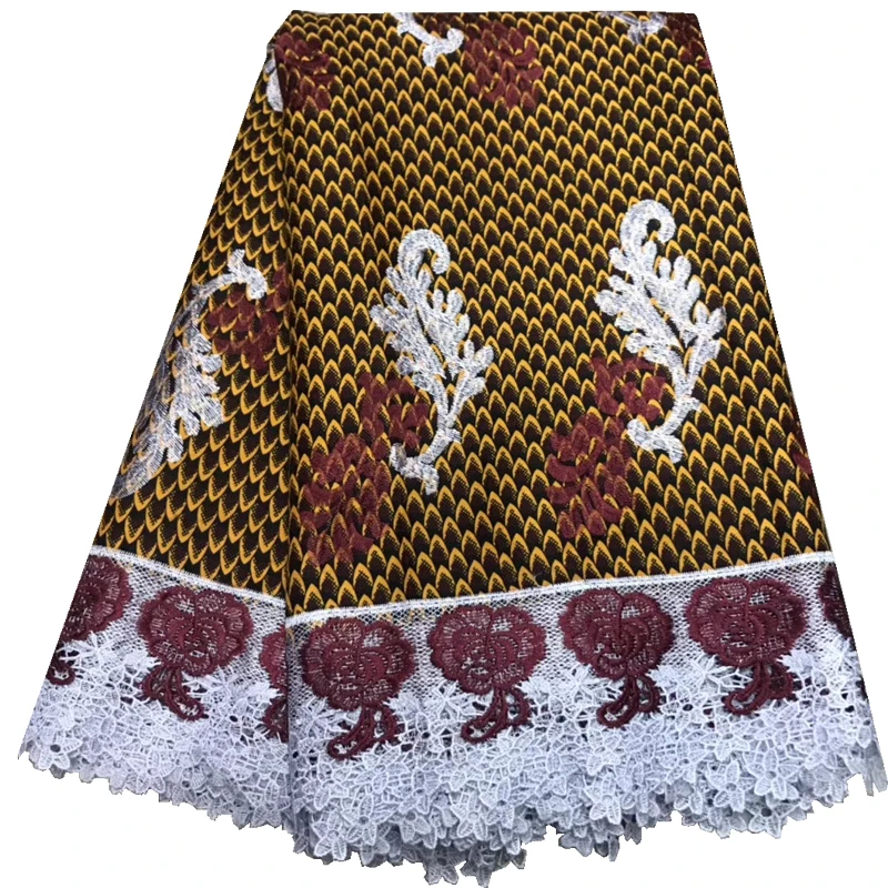 Дизайн батик ткань с кружевом Высокое качество вышитые Африканские Восковые кружева ткань хлопок нигерийский гипюр воск кружева 6 ярдов - Цвет: 31