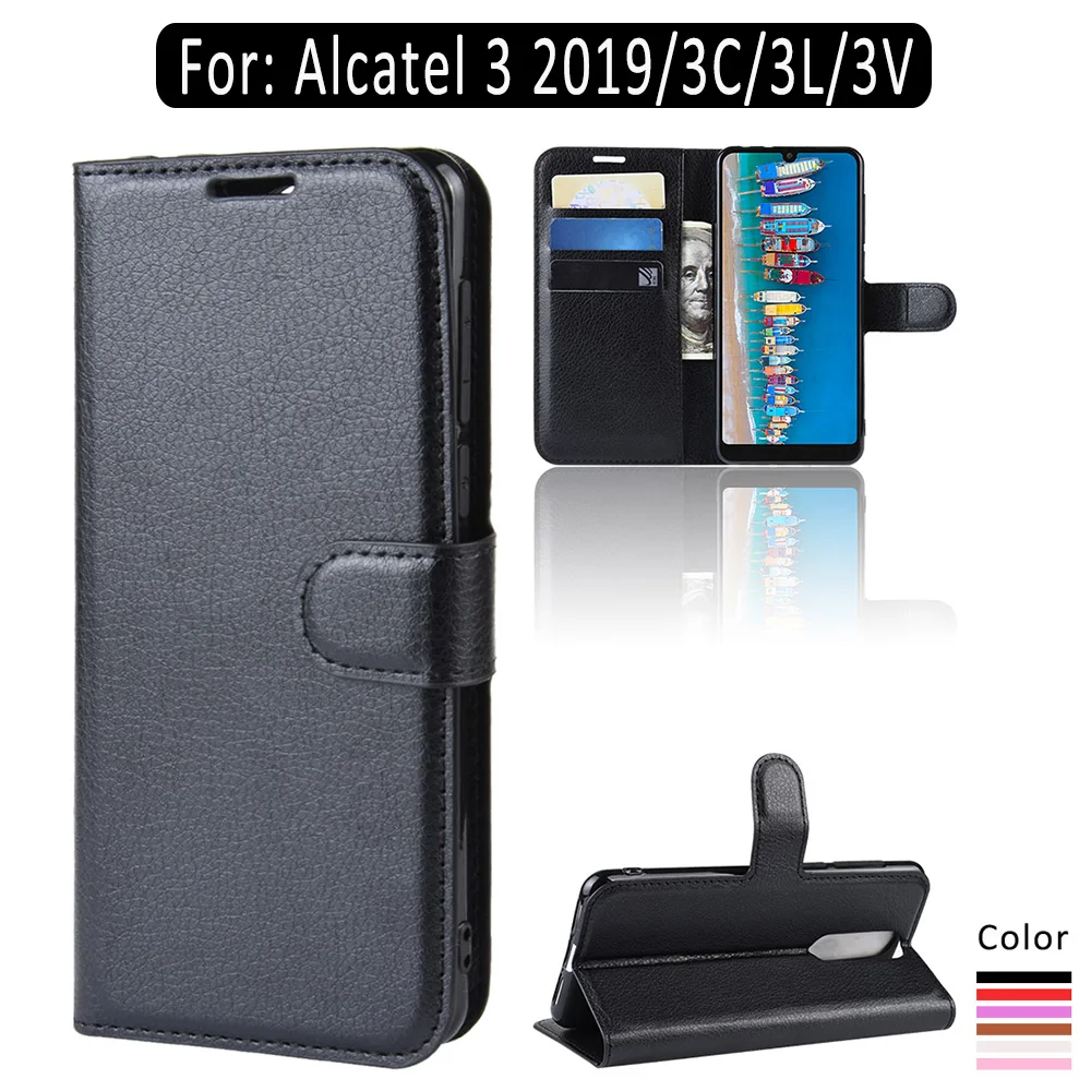 Откидной Чехол-кошелек из искусственной кожи для Alcatel 3 2019/3C/3L/3V кожаный чехол