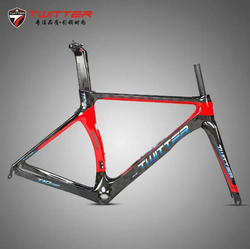 

Road Bike Carbon Frame Twitter T10pro Disc Cutting 700C 18K Disc Brake Quick Release F9*100mm R10*135mm Come With Carbon Fork