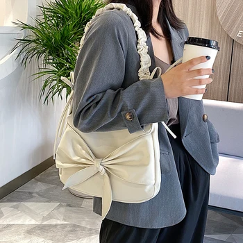 

Bags Bowtie Design Crossbody For Women 2020 Autumn Solid Color Shoulder Handbags Female Travel Cross Body Bag XJNV