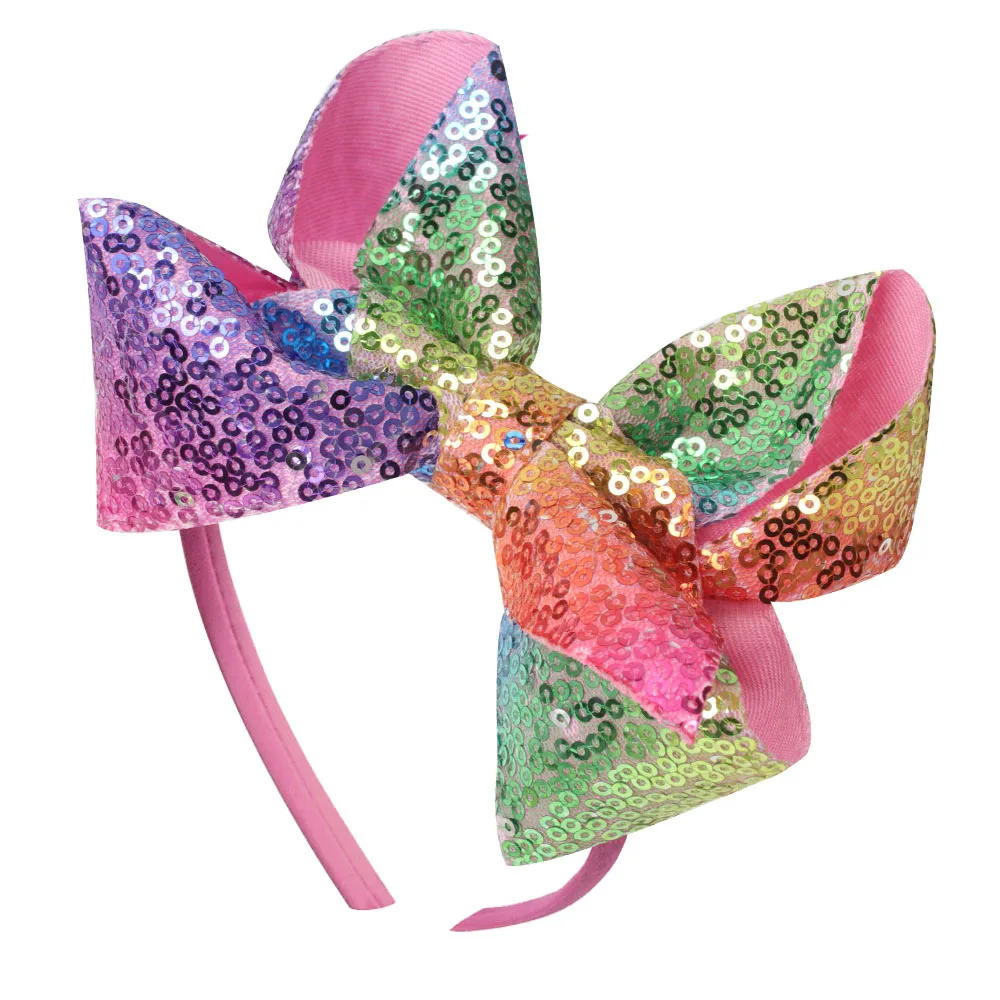 CN Sequin Bow Headband for Girls Fashion Hairband Glitter Hair Bows Headbands Party Headwear Kids Hair Accessories