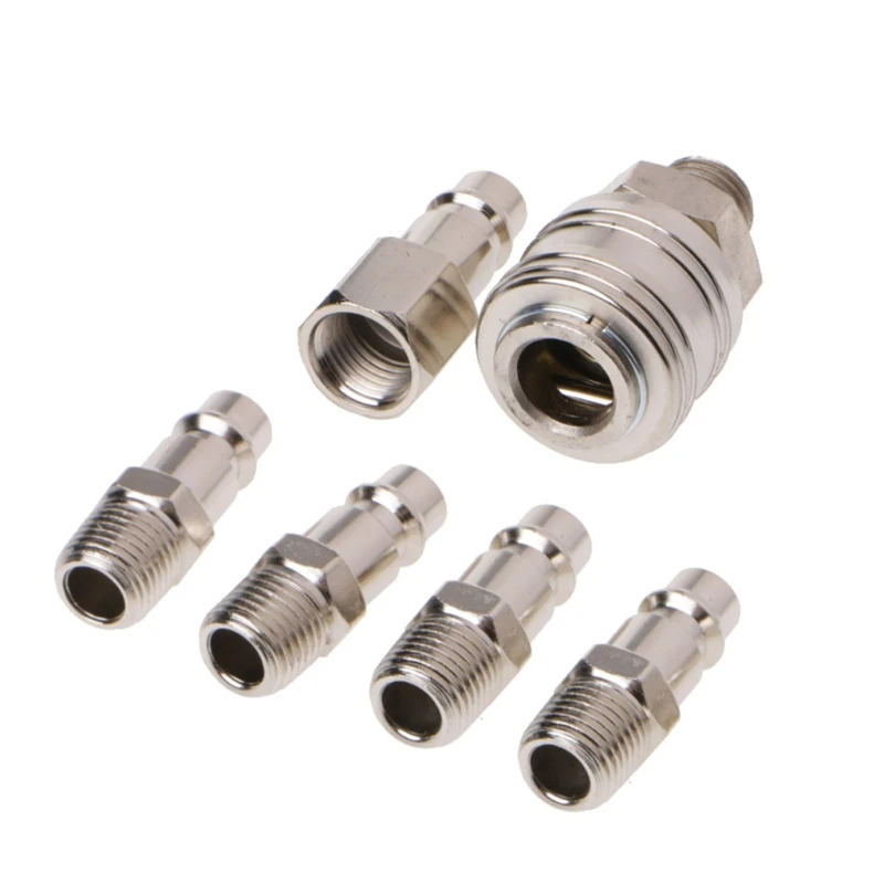

6 Pcs EURO Air Line Hose Compressor Fitting Connector Quick Release Set 1/4" BSP