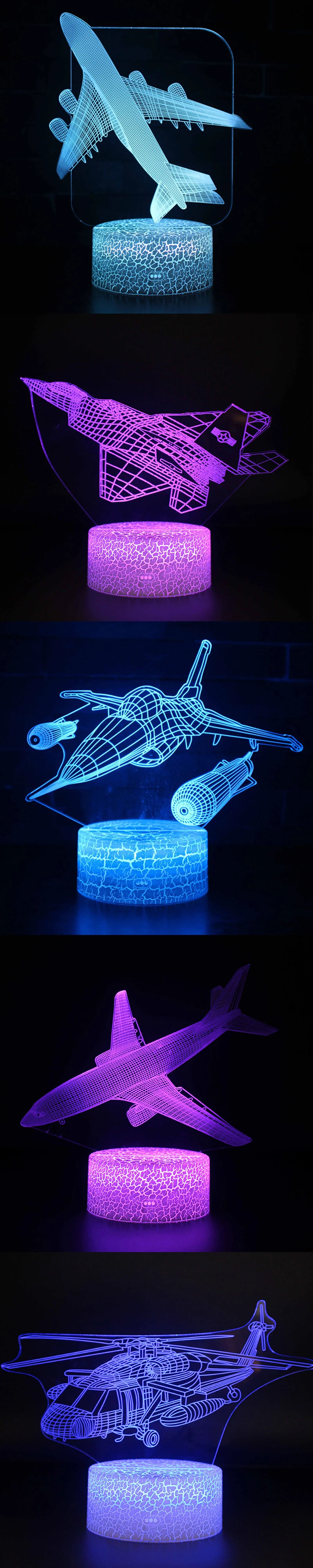 Пульт дистанционного управления Воздушный самолет 3D светильник светодиодный Настольный светильник Иллюзия Ночной светильник 7 цветов меняющая настроение лампа AAA питание от батареи USB лампа