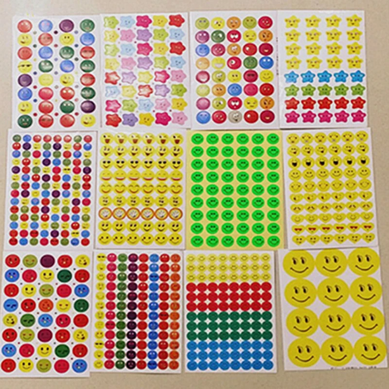 10 листов/партия, детские наклейки, игрушки, классические Kawaii, смешанные стили, наградные наклейки, школьный учитель, заслуга, класс, липкая бумажная этикетка