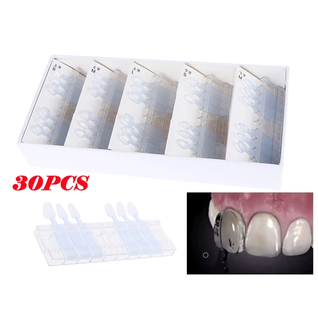 30Pcs Dental Filling Mould Fit Composite Resin Light Cure Anterior Front Veneers Teeth Dentist Material Tooth Whitening Tool