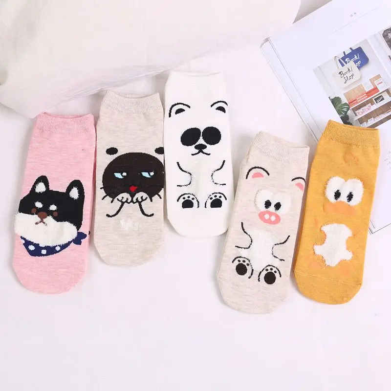 

Funny Socks Cartoon Animal Print Cotton Short Fashion Casual Female Pig Dog Cat Duck Harajuku Ankle Socks Happy Comfortable Hot