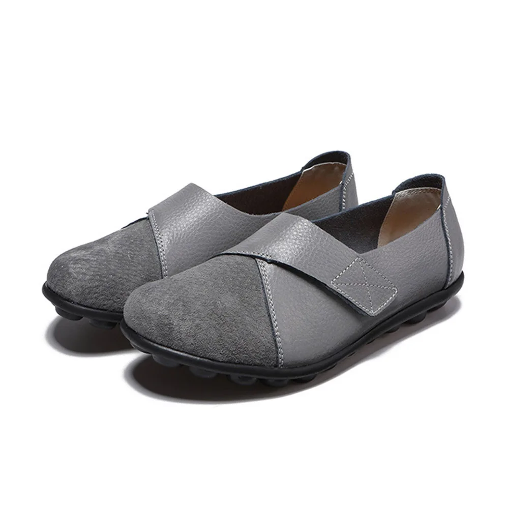 Серый Women Suede Loafers Comfy Slip-on Soft Sole Casual Breathable Flats Shoes J9 - Цвет: Серый