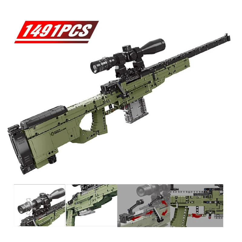 

1491PCS Building Blocks SWAT Legoingly Technic Military WW2 Weapon AWM Sniper Models Pistol GUN Bricks Toys for Children Boys