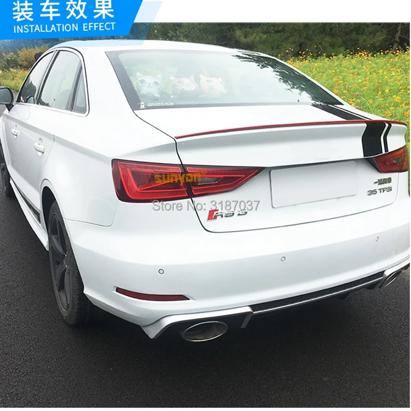 Для Audi A3 S3 Sedan 4 двери 2013-2018 ABS пластиковый Неокрашенный цвет задний спойлер на