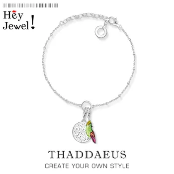 

Colorful Parrot Charm Filigree Bracelets 2020 Link Chain 925 Sterling Silver Trendy Fashion Adjustable Jewelry Europe Women Gift