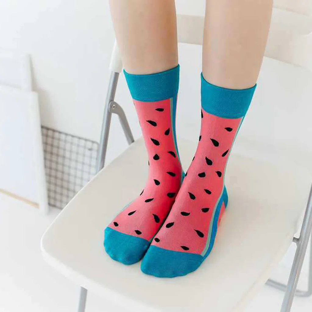 Женские Модные хлопковые уличные носки без пятки с фруктовым принтом, носки для скейтборда в японском стиле Харадзюку, 12,9