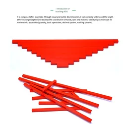Família edição montessori vermelho haste auxiliar de ensino montessori haste longa pré escolar ensino sensorial mini desktop haste longa brinquedos