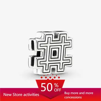 

2020 Trend Beads Hashtag Symbol Clip Charm Fit Original Pandora Bracelets DIY Women Birthday Gift Jewelry Silver 925 Jewelry