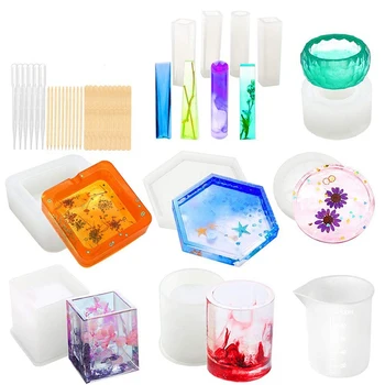 

Silicone Molds for Resin Epoxy Resin Casting Art Molds for Diy Cup Pen Soap Candle Holder Ashtray Flower Pot Coaster Pendant Cyl