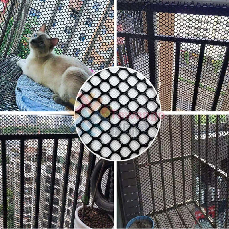 Tewango Anti-Falling Network For Cat Pet Balcony Safety Fence DIY Plastic Mesh Net Stairs Protection 0.8/1.2/1.8cm Grid cat safety net