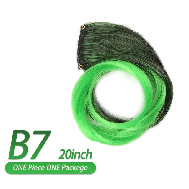 AIYEE Hair Extensions Pure RainBow Hairpiece Clip In Hair Piece Synthetic Long Straight Ombre Pink Red Rainbow Hair Piece B7