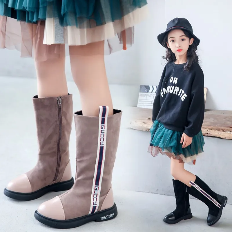 

Girls Boots Winter 2019 Fashion Children's Shoes Little Big Kids Girl Warm Snow Boots Flock Leather Zip Mid-calf Boot For Girl