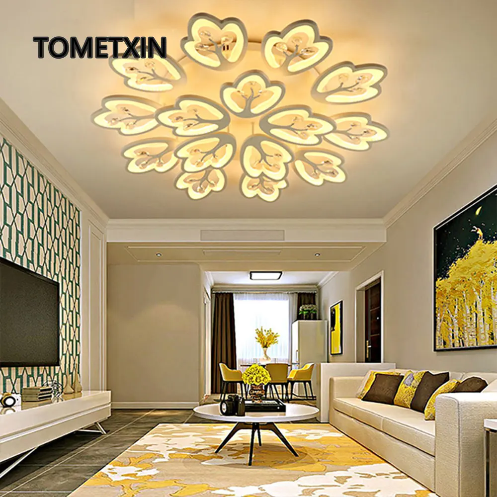 

Crystal K9 leaves led ceiling lights for living room bedroom light lighting for home remote control dimmer lamp high quality