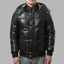 22055 прочитайте описание! Азиатский размер, супер теплый мужской пуховик из натуральной овечьей кожи, теплая зимняя кожаная куртка из овечьей кожи