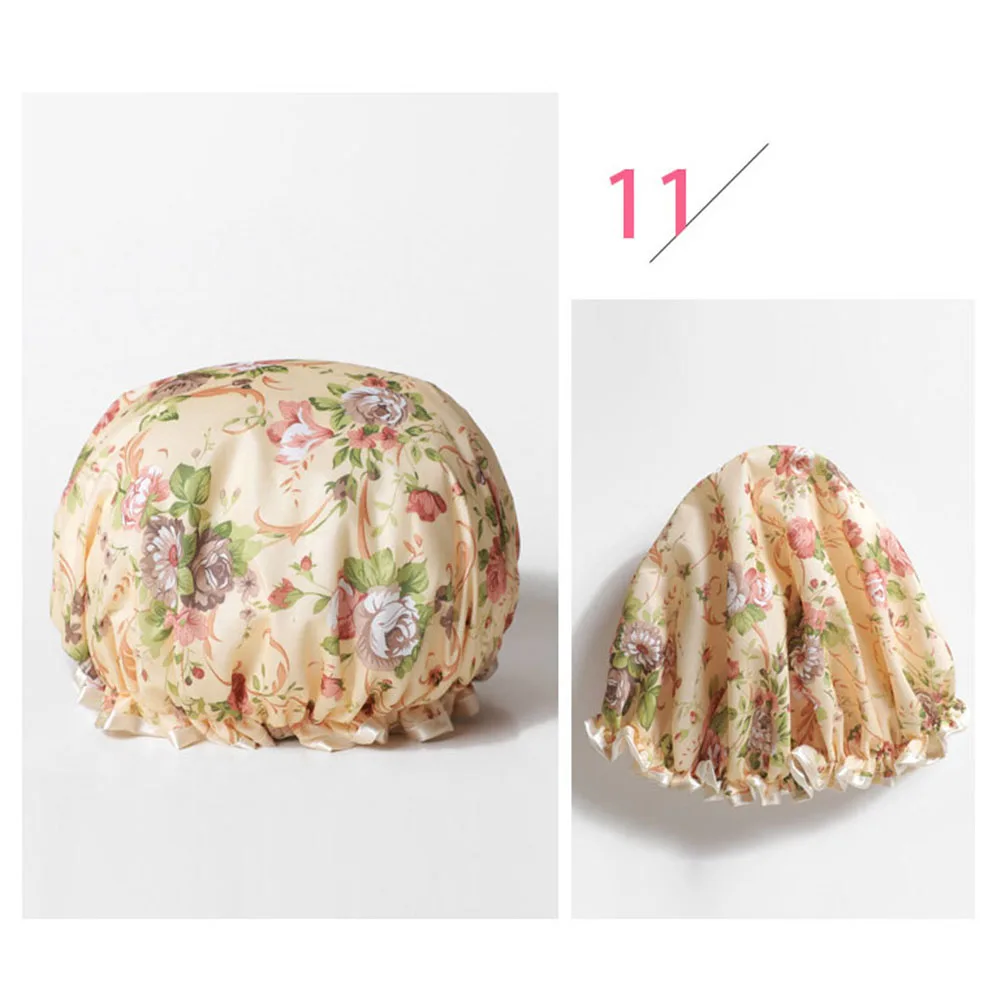 Women Double Layer Flower Dot Hair Fast Dryer Cap Spa Shower Bathing Wrap Hat