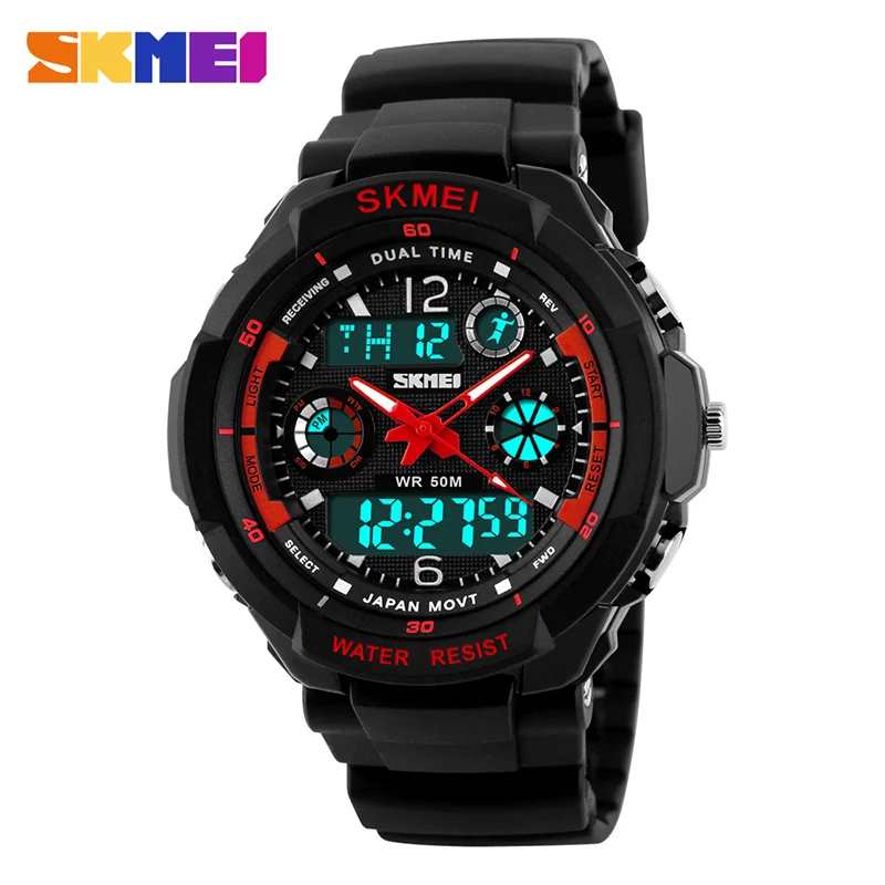 Red L Adult SKMEI детские спортивные часы, модный светодиодный цифровой кварцевые часы для мальчиков и девочек, водонепроницаемые наручные часы 50 м, 1060 - Цвет: Red L Adult