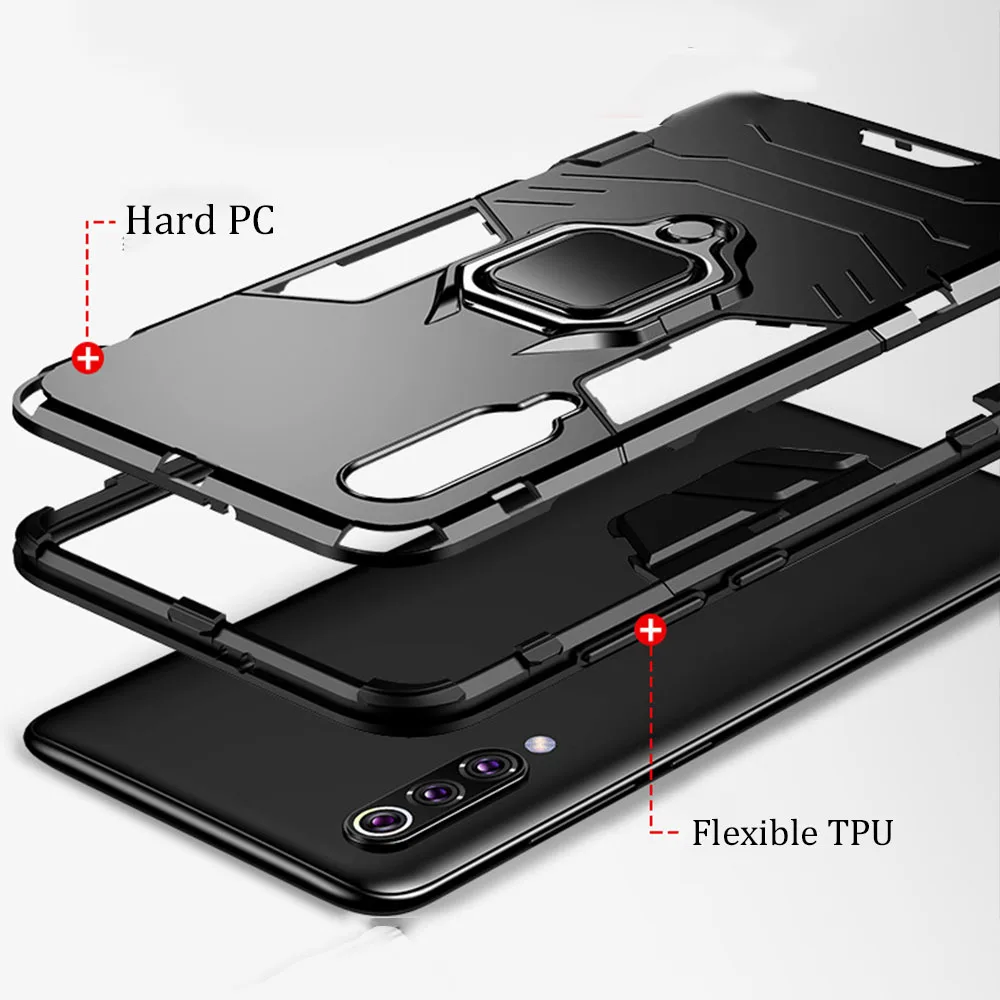 iphone se phone case For Xiaomi Mi 9 Lite Case Armor PC Cover Ring Grip Holder Phone Case For Mi 9 SE Mi9 Lite Cover Shockproof Bumper Durable Shell iphone se phone case