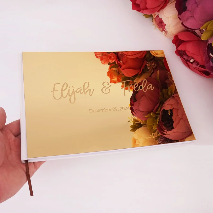 25*18 CM Personalized Guest Book Gold Silver Rose Gold Guestbook Wedding Journal Custom Names and Date Birthday Album wedding guest book