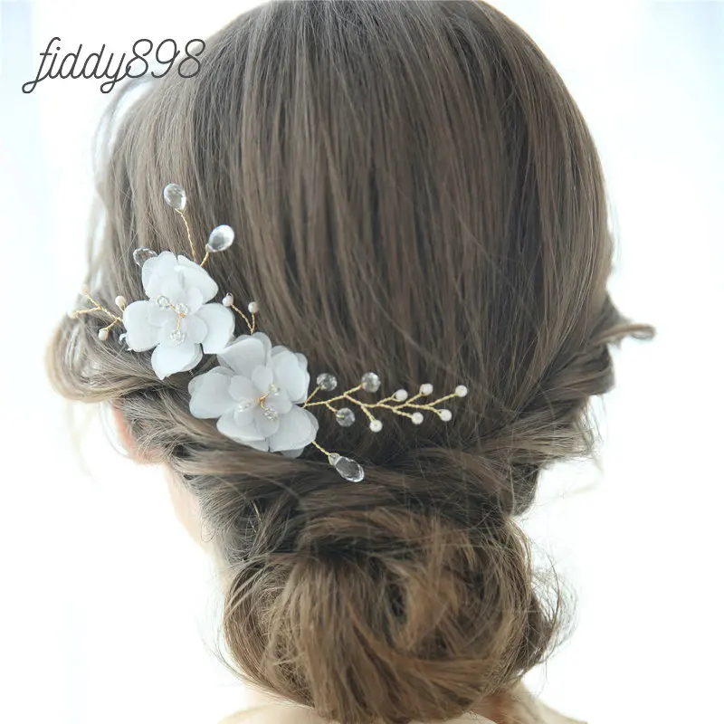 

Gold Color Crystal Flower Wedding Bride U Shape HairPinss Women Prom Bridal Wedding Hair Accessories Handmade Hair Pins Headwear