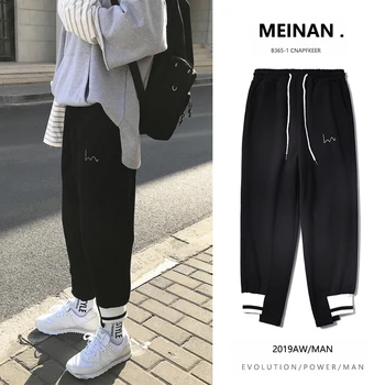 

2020 Spring And Autumn New Thick Warm Couple Sports Pants Fashion Casual Embroidered Tunic Black / Grey / Pink M-2XL