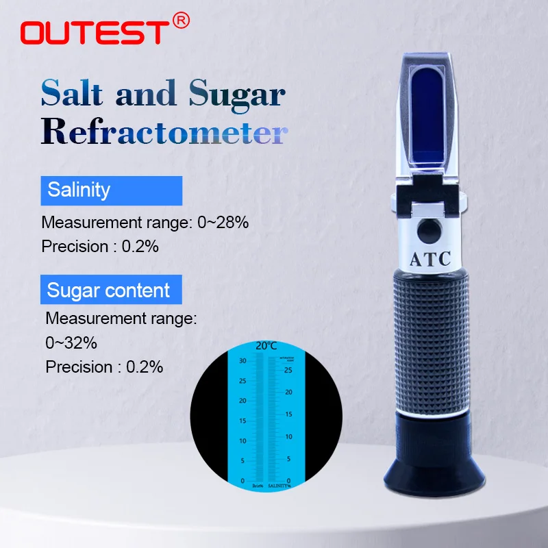 2 in 1 food salinity and sugar Refractometer,salinity measure range 0