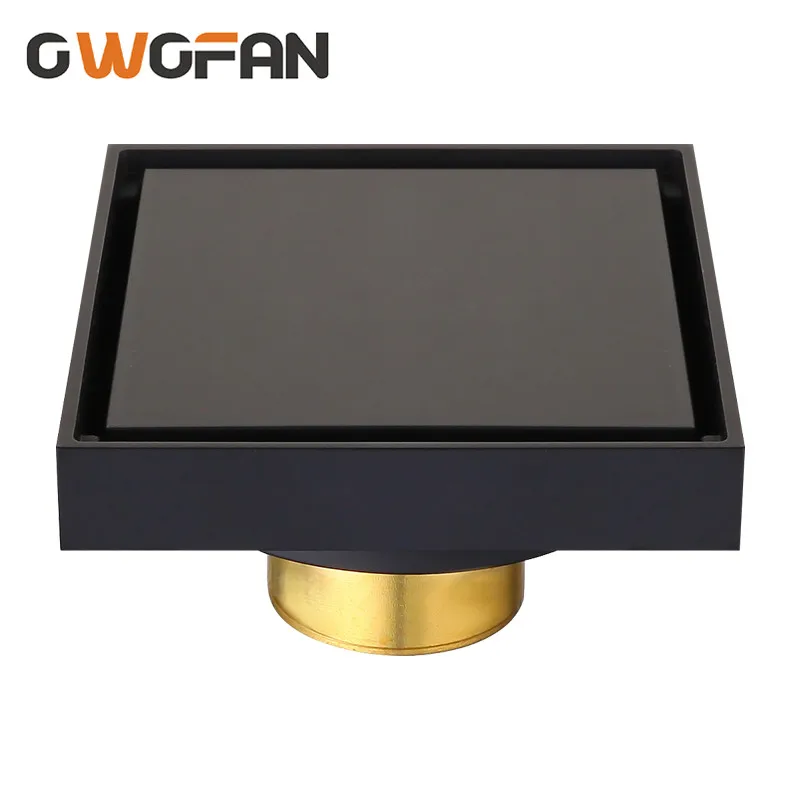 

Modern Pure Black Invisible Drain Shower Floor / Bathroom Balcony Use Brass Material D61-705