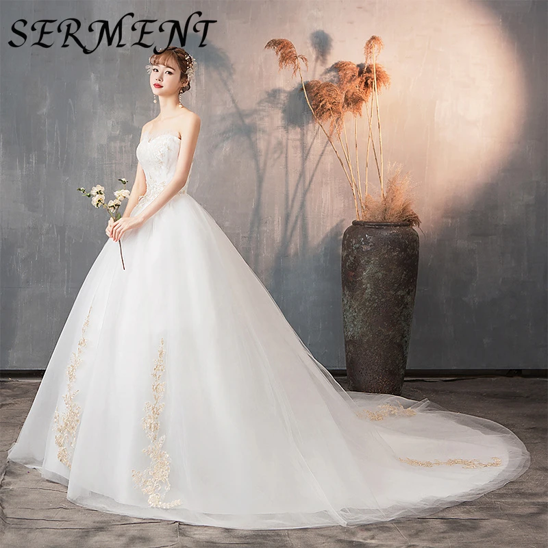SERMENT светильник свадебное платье невесты длинный хвост роскошный мечта ТРУБА Топ Heben французский Sen супер фея простой