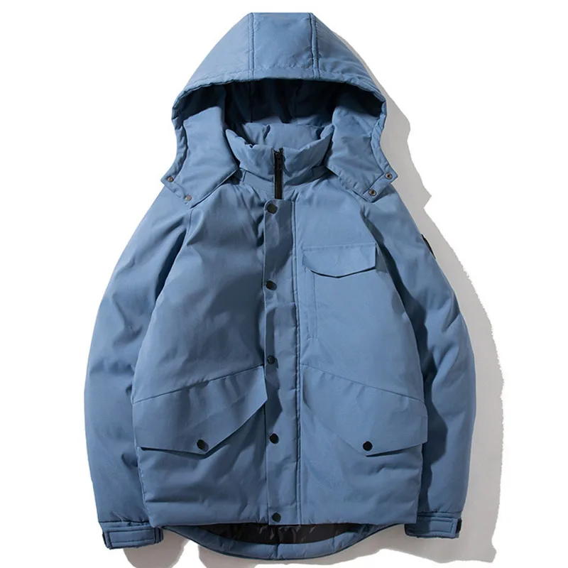 Blue Aolamegs/зимняя куртка для мужчин; однотонное пальто; Повседневная теплая хлопковая стеганая простая верхняя одежда; большие размеры; повседневная куртка в студенческом стиле; зимняя куртка - Цвет: Blue