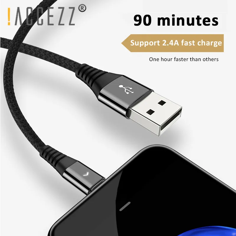 ! Нейлоновый зарядный кабель ACCEZZ 8 Pin для iPhone 12 Pro Max Mini XS XR X 7 6 Plus короткий шнур 0 3 м 1 2