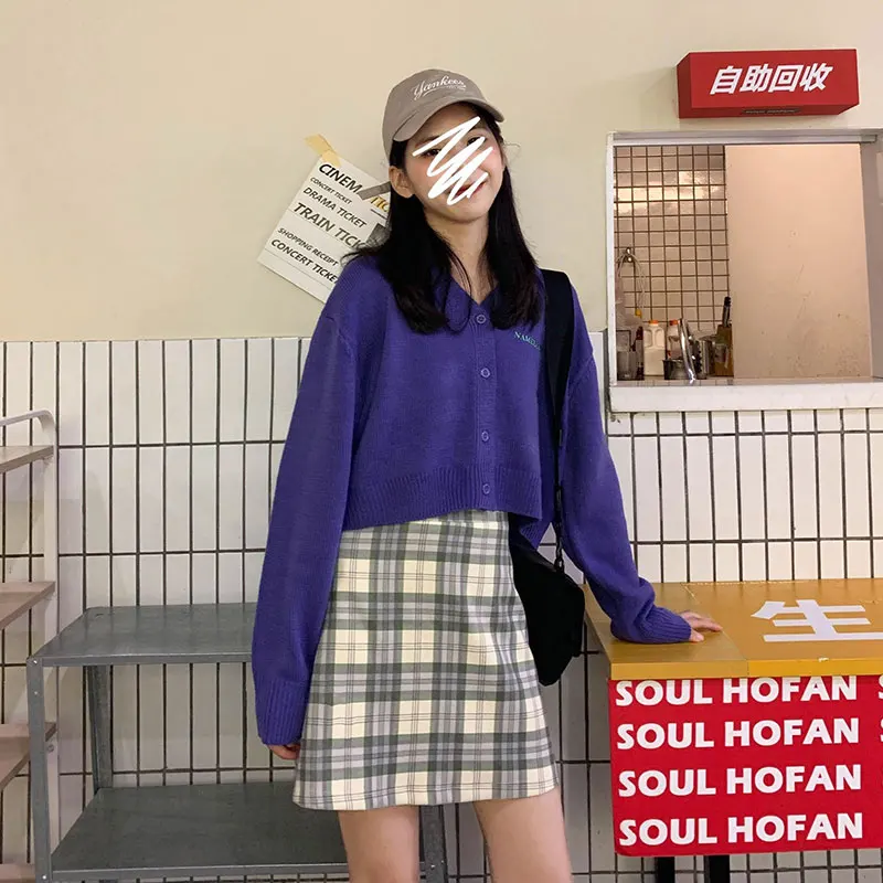 3 цвета корейский стиль для женщин Весна Осень v образным вырезом короткий свитер кардиган пальто женская верхняя одежда с длинным рукавом вязанные топы(X1114